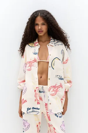 Pull&Bear Overhemdblouse Met Lange Mouw En Print