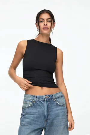 Pull&Bear Polyamide Top Met Plooien