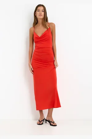 Pull&Bear Asymmetrische Midi-Jurk Met Bandjes