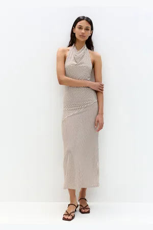 Pull&Bear Gestreepte Midi-Jurk Met Halter
