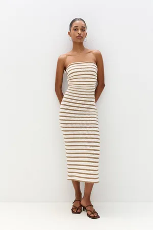 Pull&Bear Gestreepte Rustieke Midi-Jurk