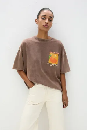 Pull&Bear T-Shirt Met Sinaasappelprint
