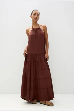 Pull&Bear Midi-Jurk Met Colour Block En Halter