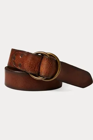 Ralph Lauren Distressed leren riem double-O-ring