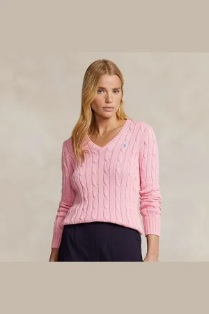 Ralph Lauren Katoenen kabeltrui met V-hals