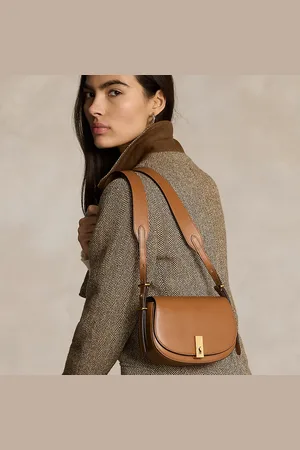 Ralph Lauren Kalfsleren Polo ID Mini Saddle tas