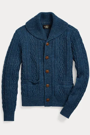 Ralph Lauren Katoen-wollen kabelvest met sjaalkraag