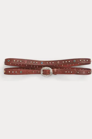 Ralph Lauren Handbewerkte dubbelgewikkelde leren riem