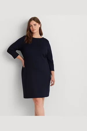 Ralph Lauren Plus Size - Ponté jurk met driekwartmouwen