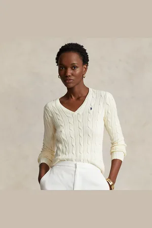 Ralph Lauren Katoenen kabeltrui met V-hals