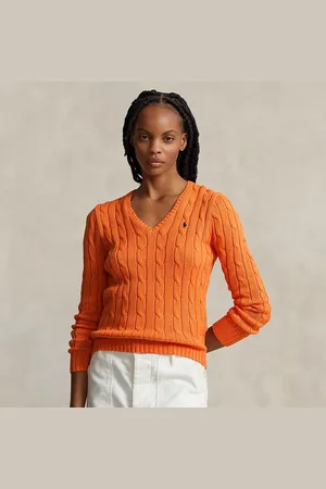 Ralph Lauren Katoenen kabeltrui met V-hals