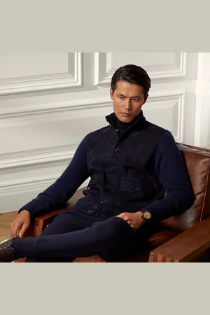 Ralph Lauren Kasjmier vest met suède voorkant