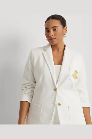 Ralph Lauren Plus Size - Jacquard blazer met goudkleurige patch