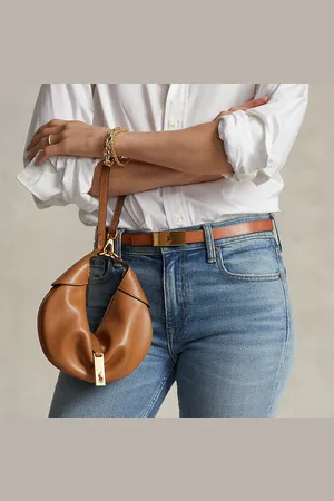 Ralph Lauren Kalfsleren Polo ID Mini Shoulder tas