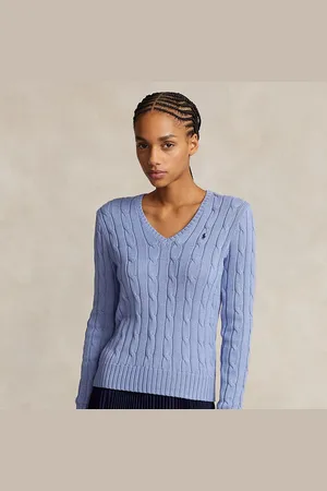 Ralph Lauren Katoenen kabeltrui met V-hals