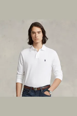 Ralph Lauren Slim fit mesh Polo-shirt met lange mouw