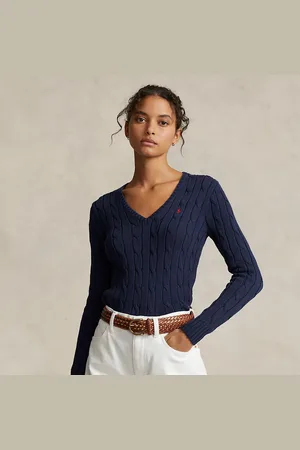 Ralph Lauren Katoenen kabeltrui met V-hals