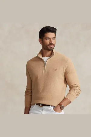 Ralph Lauren Grotere Maten - Mesh-gebreide katoenen trui kwartrits