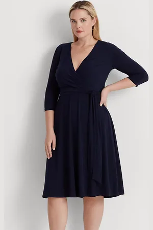 Ralph Lauren Plus Size - Jersey jurk met overslag
