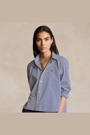 Ralph Lauren Cropped boxy gestreept katoenen overhemd