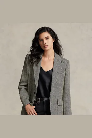 Ralph Lauren Blazer van linnenmix met visgraatmotief