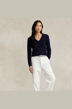 Ralph Lauren Wollen-kasjmier kabeltrui met V-hals