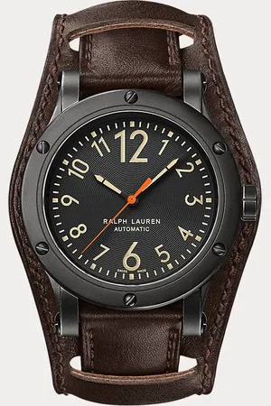 Ralph Lauren 42 MM verouderd stalen horloge