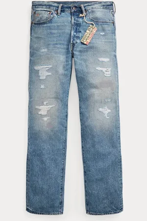Ralph Lauren Clearville rechte gerepareerde jeans