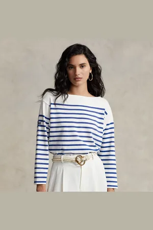 Ralph Lauren Marine gestreepte longsleeve met boothals