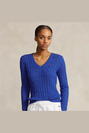 Ralph Lauren Katoenen kabeltrui met V-hals