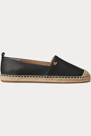Ralph Lauren Getrommeld leren Cameryn IV espadrille