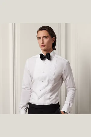 Ralph Lauren Poplin smokingshirt met Franse manchet