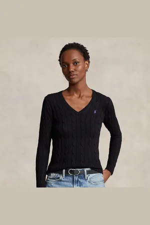 Ralph Lauren Katoenen kabeltrui met V-hals