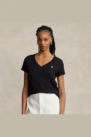 Ralph Lauren Katoenen jersey T-shirt met V-hals