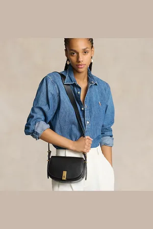 Ralph Lauren Kalfsleren Polo ID Mini Saddle tas
