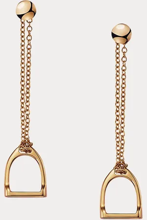Ralph Lauren Roségouden oorbellen met ketting en beugel