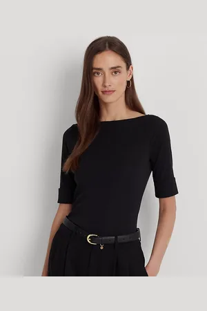Ralph Lauren Stretchkatoenen T-shirt met boothals