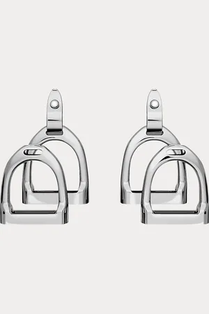 Ralph Lauren Sterling zilveren dubbele Stirrup-oorbellen