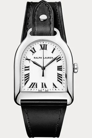 Ralph Lauren Stalen Stirrup horloge met witte plaat
