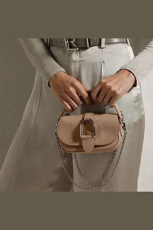 Ralph Lauren Kalfsleren Welington minitas met ketting