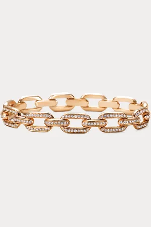 Ralph Lauren Roségouden schakelarmband met diamanten