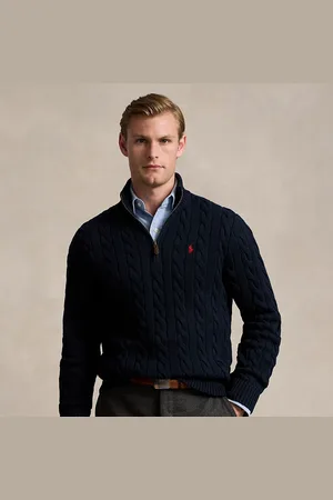 Ralph Lauren Katoenen kabeltrui met kwartrits