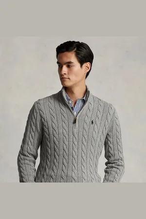 Ralph Lauren Katoenen kabeltrui met kwartrits