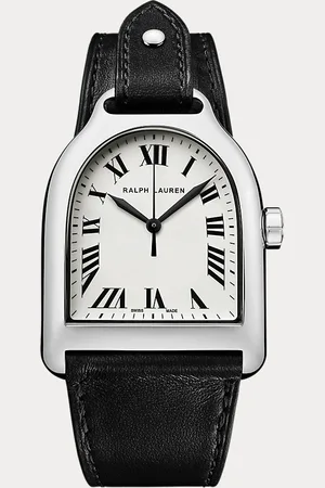 Ralph Lauren Stalen Stirrup horloge met witte plaat