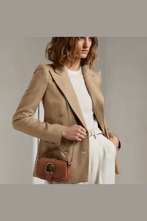 Ralph Lauren Kalfsleren Welington minitas met ketting