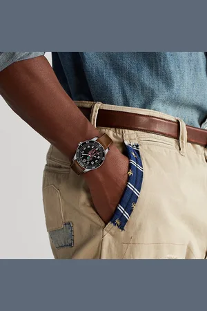 Ralph Lauren 42 MM stalen horloge met polospeler