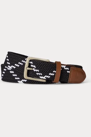 Ralph Lauren Singelband riem met leren afwerking