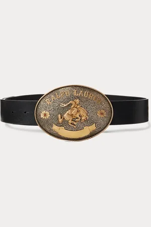 Ralph Lauren Brede vachetta leren riem met rodeogesp