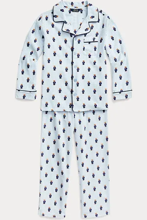 Ralph Lauren Katoenen flanel pyjamaset met Polo Bear
