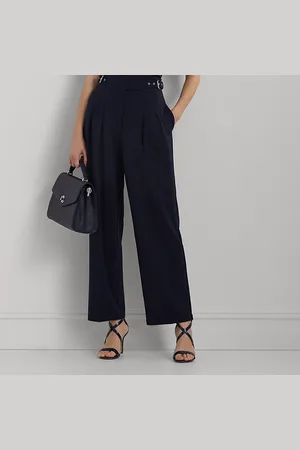 Ralph Lauren Cropped ponte broek met plooien en riem